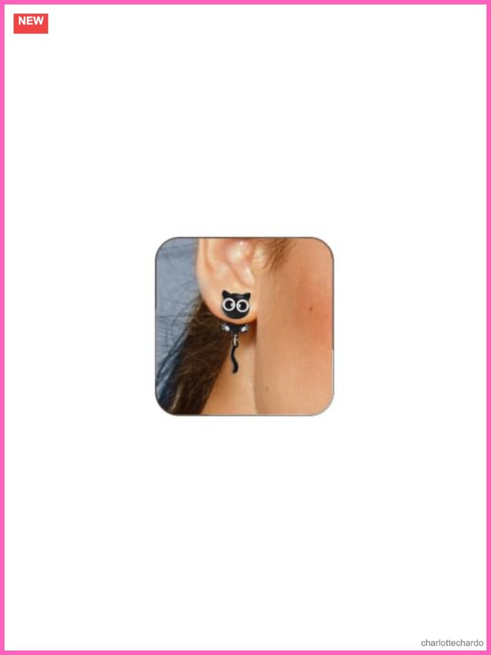 Black Cat Stud Earrings Stainless Steel Halloween Cute Cat Paw Jewelry
